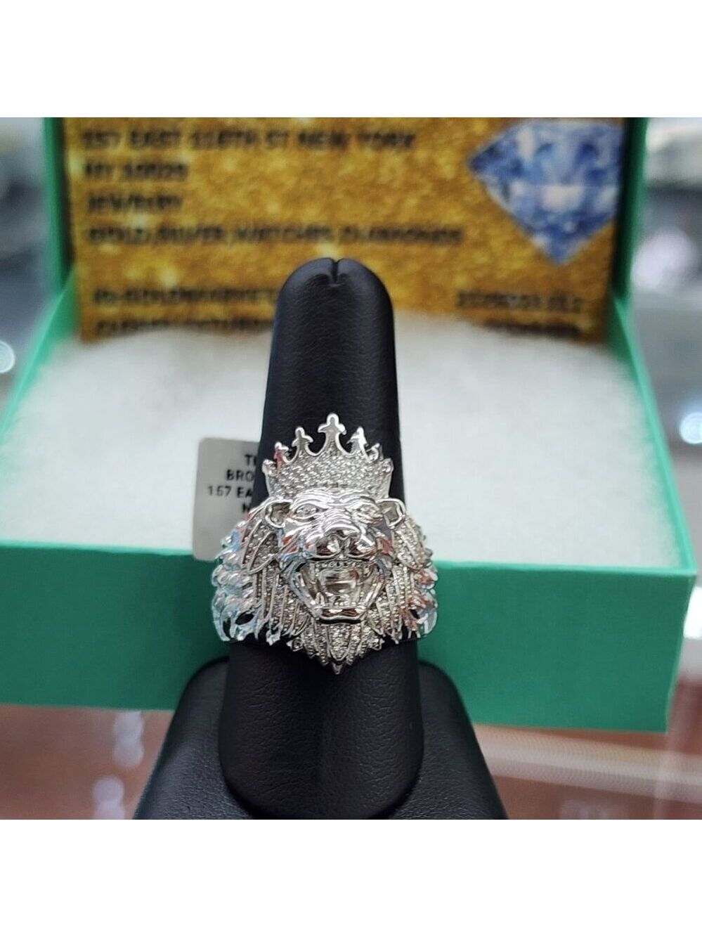 Sterling Silver 925 Lion Ring with Crown – Royal Men's Jewelry